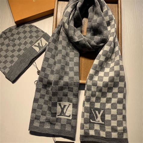 lv hat and scarf mens|louis vuitton chunky knit scarf.